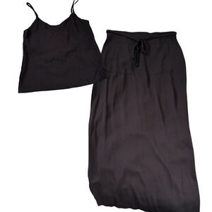 Vintage Prima Donna Skirt & Tank Top Co Ord 2 PC Set Black Whimsigoth 90s Witchy